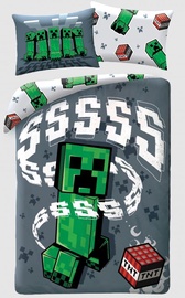 Voodipesukomplekt lasteles Minecraft, valge/punane/roheline, 140x200 cm