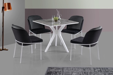 Söögilaud Kalune Design Kare Ares 1472, valge/hall, 870 mm x 870 mm x 750 mm