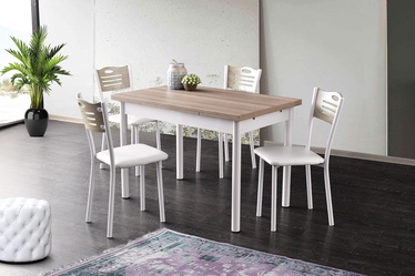 Pusdienu galds izvelkams Kalune Design Polo 1302, balta/ozola, 70 cm x 110 cm x 75 cm
