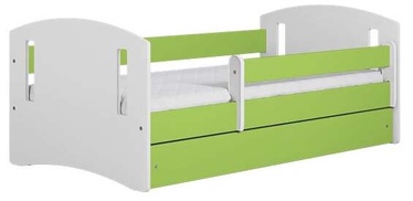 Vaikiška lova viengulė Kocot Kids Classic 2, balta/žalia, 164 x 90 cm, su patalynės dėže