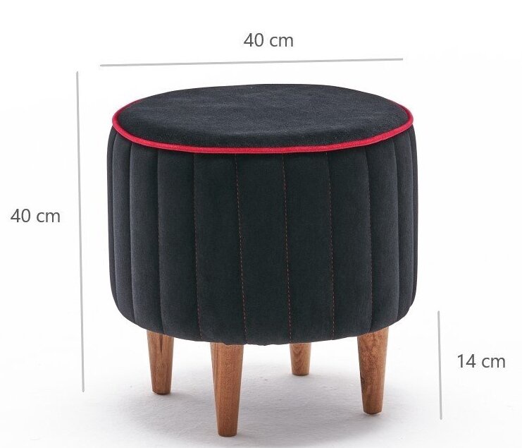 Pufs Hanah Home Lindy 825BLC1630, melna, 40 cm x 40 cm x 40 cm