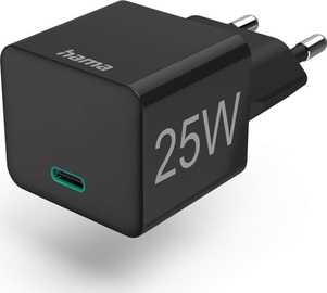 Telefona lādētājs Hama Mini, USB Type C, melna, 25 W