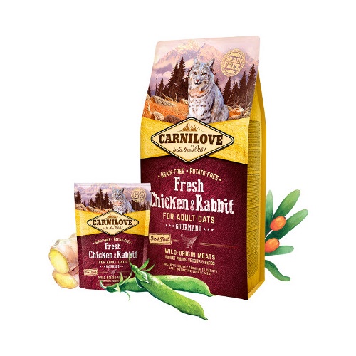 Kuiv kassitoit Carnilove Adult Cat Fresh Chicken & Rabbit, küülikuliha, 2 kg