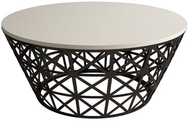Kafijas galdiņš Kalune Design Stil Metal Ferforje, melna/krēmkrāsa, 90 cm x 90 cm x 38 cm