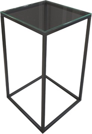 Kafijas galdiņš Kalune Design Pure Glass, caurspīdīga/melna, 35 cm x 35 cm x 62 cm
