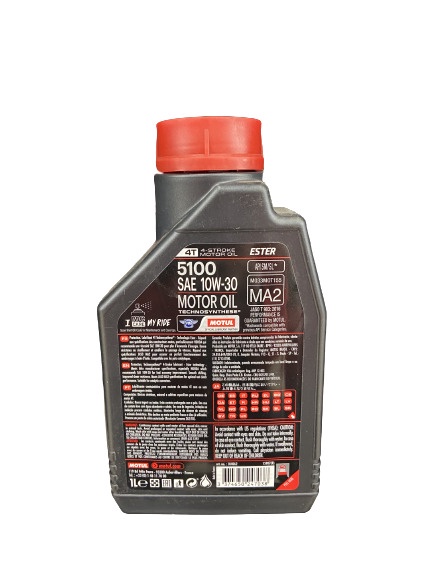 Машинное масло Motul 5100 4T 10W - 30, полусинтетическое, для мототехники, 1 л