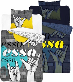 Voodipesukomplekt lastele PPE-119, kollane/münt (mint)/hall, 140 x 200 cm