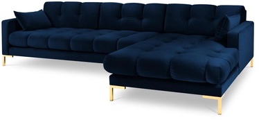 Stūra dīvāns Micadoni Home Mamaia Velvet, tumši zila, labais, 293 x 185 cm x 75 cm
