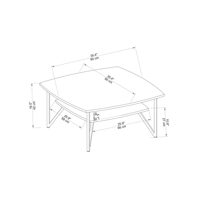 Журнальный столик Kalune Design Asens 90, белый, 90 см x 90 см x 42 см