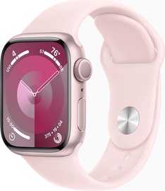 Viedais pulkstenis Apple Watch Series 9 GPS, 41mm Pink Aluminium Light Pink Sport Band S/M, rozā