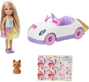 Кукла Barbie Barbie Club Chelsea Unicorn Car GXT41, 12 см