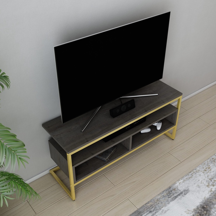 TV-laud Kalune Design Merrion, kuldne/tumehall, 35 cm x 110 cm x 49.9 cm