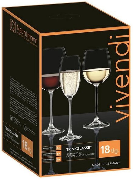 Šampanja- ja veiniklaaside komplekt Nachtmann Vivendi, klaas, 0.727 l, 18 tk