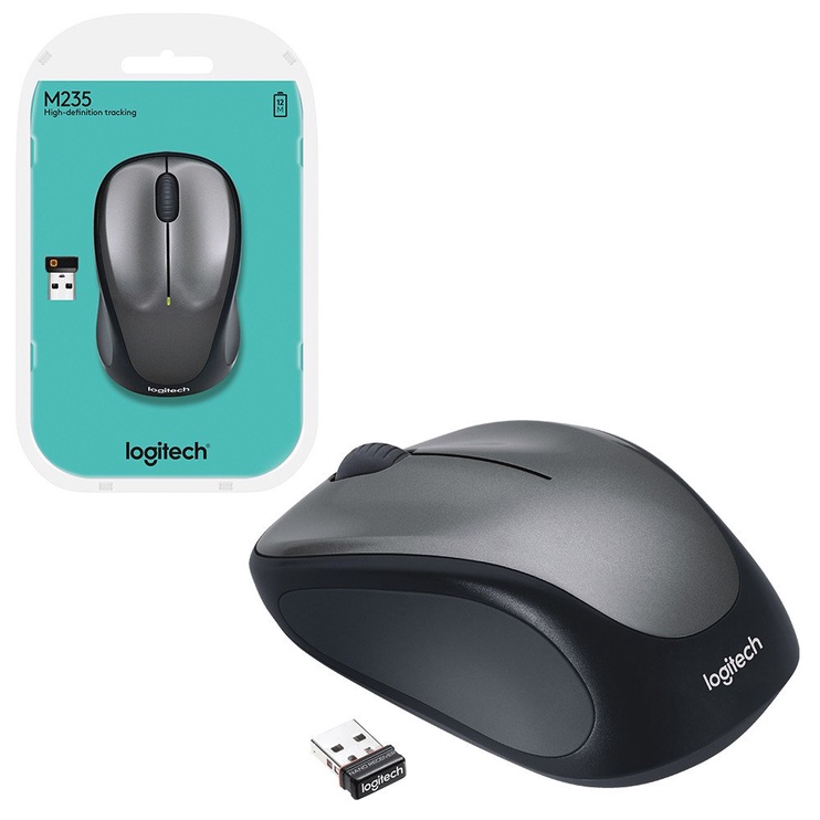 Datorpele Logitech M235, melna/pelēka