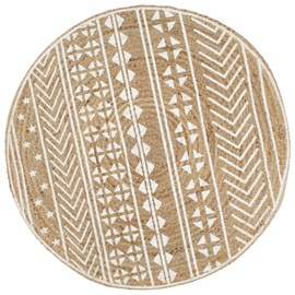 Ковер VLX Print 133693, белый/светло-коричневый, 120 см x 120 см