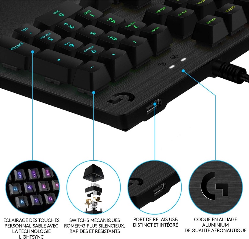 Klaviatuur Logitech G512 Lightsync RGB Brown, EN, must