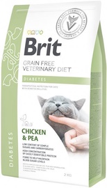 Sausā kaķu barība Brit Veterinary Diet Diabetes Chicken & Pea, vistas gaļa, 2 kg