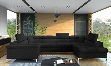 Stūra dīvāns Thiago Sawana 14, melna, labais, 202 x 350 cm x 90 cm