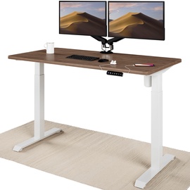Galds regulējams augstums Desktronic HOME ONE, balta/valriekstu