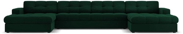 Dīvāns Micadoni Home Justin Velvet Panoramic 5 Seats, tumši zaļa, 294 x 160 cm x 72 cm
