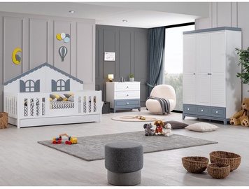 Guļamistabas mēbeļu komplekts Kalune Design Erdek G-Mmy-3Kd-S, bērnistabu, balta/pelēka