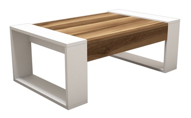 Kafijas galdiņš Kalune Design Venüs, balta/valriekstu, 1020 mm x 600 mm x 376 mm
