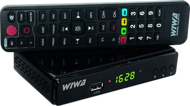 Digitālais uztvērējs Wiwa H.265 DVB-T/DVB-T2, 14.5 cm x 9 cm x 3.2 cm, melna