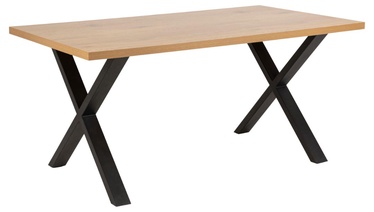 Pusdienu galds Actona Wales Rectangular, melna/ozola, 1600 mm x 900 mm x 750 mm