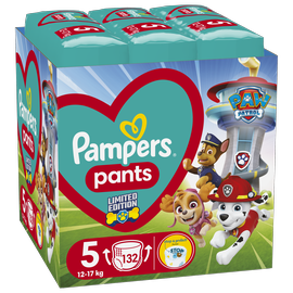 Autiņbiksītes - apakšbiksītes Pampers Pants Paw Patrol, 5 izmērs, 12 - 17 kg, 132 gab.