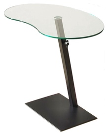 Kafijas galdiņš Kalune Design Fagioli, caurspīdīga/melna, 40 cm x 70 cm x 45 - 75 cm