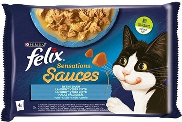 Влажный корм для кошек Felix Sensations Mix Cod with Tomatoes, Sardine with carrots, рыба/овощи, 0.34 кг, 4 шт.