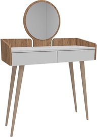 Столик-косметичка Kalune Design Skodya 550ARN2782, белый/сосновый, 90 см x 36.8 см x 134 см, с зеркалом
