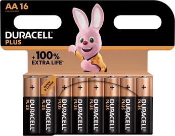 Батареи Duracell Plus, AA, 1.5 В, 16 шт.