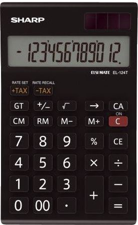 Калькулятор школьный Sharp EL124TWH, черный