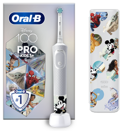 Электрическая зубная щетка Braun D103.413.2KX Vitality PRO Kids 3+ Disney 100, белый/серый