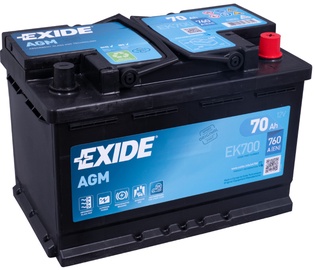 Аккумулятор Exide Start-Stop EK700, 12 В, 70 Ач, 760 а