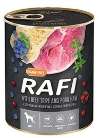 Mitrā barība (konservi) suņiem Rafi Beef Stomachs And Ham, liellopa gaļa/cūkgaļa, 0.8 kg