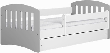 Vaikiška lova viengulė Kocot Kids Classic 1, balta/pilka, 184 x 90 cm, su patalynės dėže