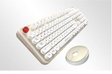 Комплект клавиатуры и мыши MOFII Wireless keyboard + mouse set MOFII Sweet 2.4G White-Beige EN/DE, белый/бежевый, беспроводная