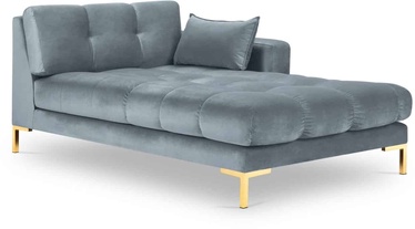 Dīvāns Micadoni Home Mamaia Velvet Chaise Longue Right, zelta/gaiši zila, labais, 185 x 102 cm x 75 cm