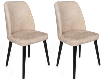 Ēdamistabas krēsls Kalune Design Dallas 520 V2 974NMB1653, matēts, melna/bēša, 49 cm x 50 cm x 90 cm, 2 gab.
