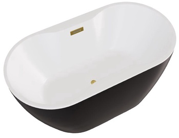Vann, teisaldatav Besco Navia Black&White Matt, 150 cm x 80 cm x 60 cm, ovaalne