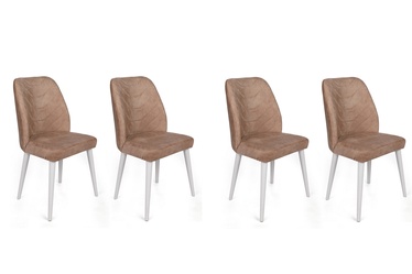 Ēdamistabas krēsls Kalune Design Dallas 583 974NMB1587, matēts, balta/bēša, 49 cm x 50 cm x 90 cm, 4 gab.