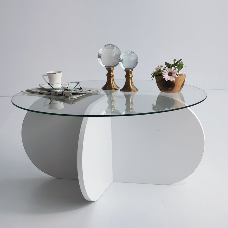 Журнальный столик Kalune Design Bubble, белый, 75 см x 75 см x 35 см