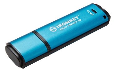 USB atmintinė Kingston IronKey Vault Privacy 50, mėlyna, 64 GB