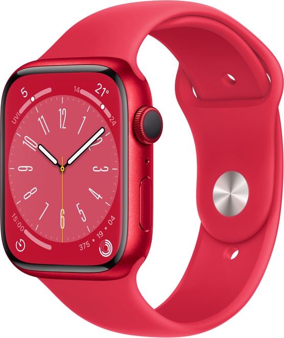 Nutikell Apple Watch Series 8 GPS 45mm RED Aluminium Case with RED Sport Band - Regular, punane