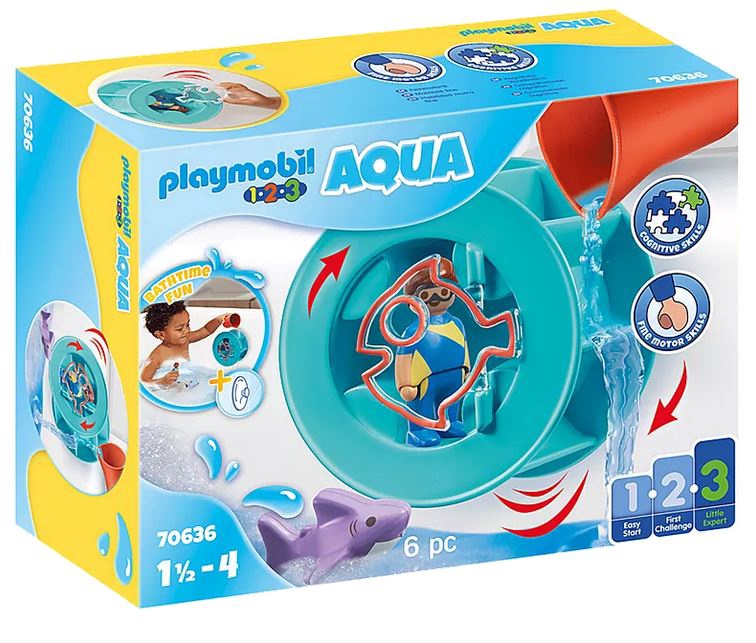 Vannimänguasjade komplekt Playmobil Aqua Water Wheel With Baby Shark, mitmevärviline, 6 tk