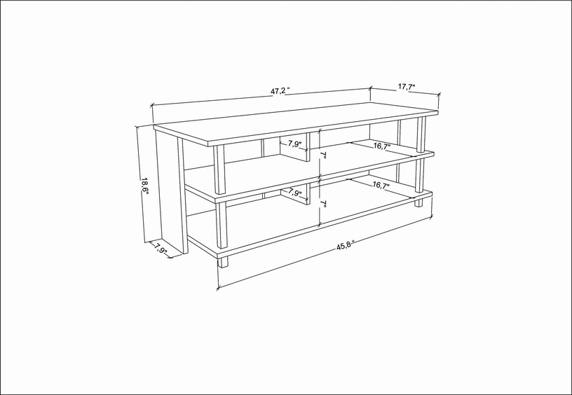 TV-laud Kalune Design Pueblo, antratsiit/must, 44.6 cm x 120 cm x 47.4 cm