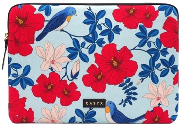 Portatīvā datora apvalks Casyx Springtime Bloom, zila/sarkana, 13-14"