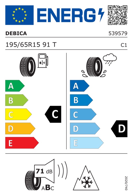 Žieminė automobilio padanga Debica Frigo 195/65/R15, 91-T-190 km/h, C, D, 71 dB